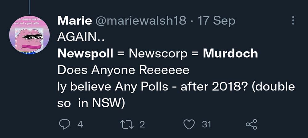 Conspiracy theories,Polling conspiracy theories,Pollster conspiracy theories,Newspoll,Morgan,Roy Morgan,Resolve,Resolve Political Monitor,History,Polling history,Electoral history,Opinion polling,Voting-intention polling,Polling